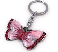 Onwomania Porte-clés papillon rose papillon de jour strass argent pendentif Keychain