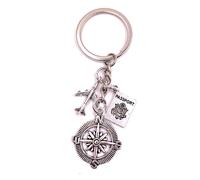 Onwomania Porte-clés Passeport Voyage Vacances Globe Argent Métal Pendentif Charm