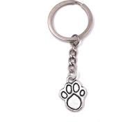 Onwomania Porte-clés patte empreinte de patte d'animal pendentif métal Charm