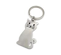 Onwomania Porte-clés pendentif chat chat en métal argenté charme