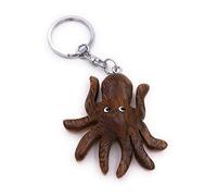 Onwomania Porte-clés Pieuvre en bois Calmar Mollusque Mer sous-marine Octopus Pendentif Charme