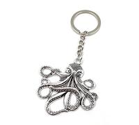 Onwomania Porte-clés Pieuvre Pieuvre Animal Marin Grand Pendentif En Métal Argenté Charm