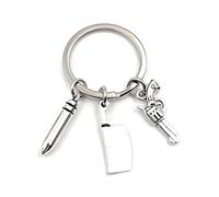 Onwomania Porte-clés Pistolet Cartouche Cartouche Crime Metal Charm
