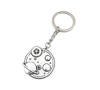 Onwomania Porte-clés Planet System Universe Star Charm pendentif en métal argenté