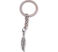 Onwomania Porte-clés Plume d'oiseau Pendentif métal Charm