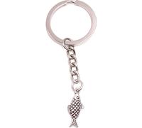 Onwomania Porte-clés poisson avec écailles pêche argent métal pendentif breloque