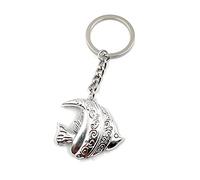 Onwomania Porte-clés poisson avec motif pendentif en métal argenté charme