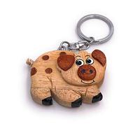 Onwomania Porte-clés Porc en bois Porte-bonheur Nouvel An Prosit Pendentif Cochon Domestique Charme
