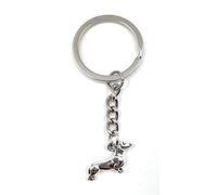Onwomania Porte-clés Porte-clés en métal argenté, chien teckel long, animal de compagnie debout