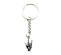 Onwomania Porte-clés Rock Sign Hand Peace avec pendentif en métal argenté