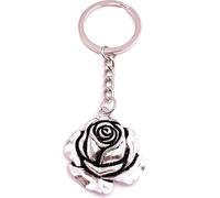 Onwomania Porte-clés Rose Fleur Fleur Argent Métal Pendentif Charm