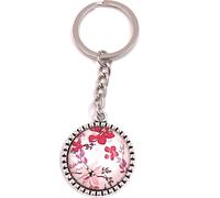 Onwomania Porte-clés Rose Rouge Fleur Amour Cercle Métal Pendentif Charm