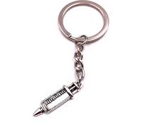 Onwomania Porte-clés seringue médecin médecine hôpital argent pendentif Keychain