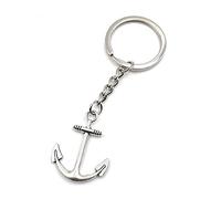 Onwomania Porte-clés simple ancre en métal porte-bonheur dans une boîte cadeau en aluminium, idéal pour offrir, argenté, taille unique