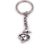 Onwomania Porte-clés sorcière avec chapeau sorcier conte de fées créature fabuleuse argent pendentif Keychain
