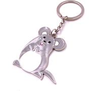 Onwomania Porte-clés Souris grise épais mignon pendentif argent Keychain