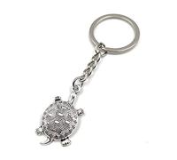 Onwomania Porte-clés tortue avec pendentif motif en métal argenté
