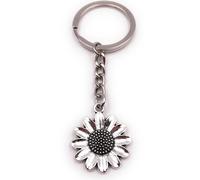 Onwomania Porte-clés Tournesol Fleur Plante argent Pendentif Keychain