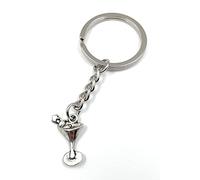 Onwomania Porte-clés verre à cocktail avec parapluie boisson charme pendentif en métal argenté