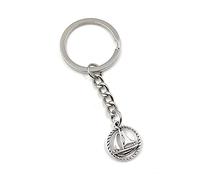 Onwomania Porte-clés voilier bateau tendril cercle argent pendentif en métal charme