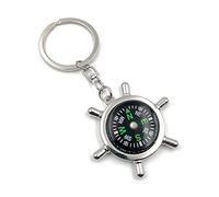 Onwomania Porte-clés volant avec boussole charme pendentif en métal argenté nautique