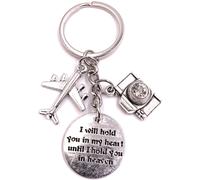 Onwomania Porte-clés Voyage Souvenir Avion Caméra Argent Métal Pendentif Charm