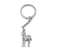 Onwomania Porte-clés zèbre rayé en métal porte-bonheur dans une boîte cadeau en aluminium, idéal pour offrir, argenté, taille unique