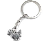 Onwomania Poule Coq Ferme Animal Porte-clés métal porte-bonheur en boîte cadeau alu, idéal pour offrir en cadeau