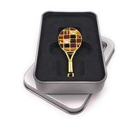 Onwomania Raquette de Tennis Balle de Sport dorée Clé USB dans Coffret Cadeau en Aluminium 16 Go USB 2.0 Support de données USB