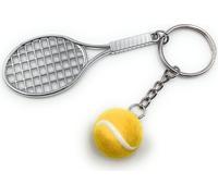 Onwomania Raquette de tennis Balle de tennis Porte-clés métal porte-bonheur en boîte cadeau alu, idéal pour offrir en cadeau