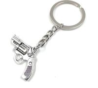 Onwomania Revolver Pistolet Gun Crime Pendentif Porte-clés métal Porte-bonheur en boîte cadeau alu, idéal pour offrir en cadeau