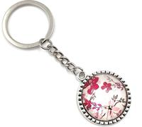 Onwomania Rose Fleur Amour Cercle Porte-clés métal porte-bonheur en boîte cadeau alu, idéal pour offrir en cadeau