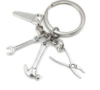 Onwomania Scie Marteau Clé à molette Outil Zannge Porte-clés métal, porte-bonheur en boîte cadeau alu, idéal pour offrir en cadeau