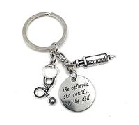 Onwomania - "Seringue de stétoscope de docteur Porte-clés - porte-bonheur en métal idéal comme cadeau, par exemple pour le meilleur ami, le meilleur ami, maman - pour hommes, femmes et enfants