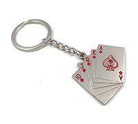 Onwomania Set de cartes Porte-clés Poker Porte-clés en métal argenté