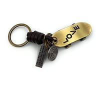 Onwomania Skateboard Love Porte-clés porte-bonheur en métal dans une boîte cadeau en aluminium, idéal pour offrir, or, taille unique