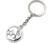 Onwomania Sleepy Moon Porte-clés Lune dormante Porte-bonheur en métal dans une boîte cadeau en aluminium, idéal pour offrir en cadeau