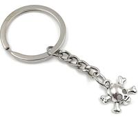 Onwomania Tête de mort os Porte-clés métal porte-bonheur en boîte cadeau alu, idéal pour offrir en cadeau