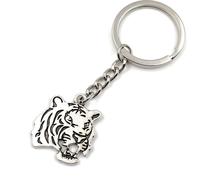 Onwomania Tête de Tigre Fumant Animal Tigre Porte-clés métal porte-bonheur en boîte cadeau alu, idéal pour offrir en cadeau