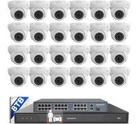 ONWOTE Système de caméra de sécurité PoE NVR 32 canaux 4K 8 MP 8 To, détection humaine intelligente, 24 caméras IP PoE filaires HD d'intérieur et d'extérieur, infrarouge de 30,5 m, grand angle, 2