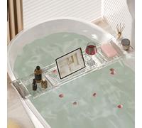 Onxyrbyte Plateau De Bain Extensible,Planche De Bain pour Baignoire,Support Baignoire,Pont De Baignoire,Extensible,éCurie,AntidéRapant,pour Lieu Un Ipad Un TéLéPhone,Un Verre,Une Bougie