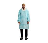 ONY Couverture à capuche doublée en polaire sherpa ultra douce, chaude et confortable, surdimensionnée à porter pour femmes, filles, adultes, hommes, garçons, enfants, grande poche, bleu, One Size