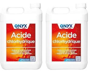 Onyx - Acide Chlorhydrique 23% - Décapant, Détartrant WC, Canalisations et Métaux, Produit Nettoyant Multi-Surface, Carrelage, Terre Cuite, Cuivre - Régulateur PH Piscine 5L, Lot de 2