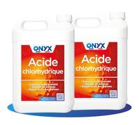 Onyx - Acide Chlorhydrique 23% - Détartrant Décapant Multi-Surface - 2 x 5L | Produit Nettoyant Multi-Surface, WC, Canalisations, Métaux, Carrelage - Régulateur PH Piscine - Fabriqué en France