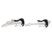 Onyx Art London Boutons de manchette en forme de guitare électrique Noir