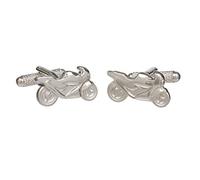 Onyx Art London Boutons de manchette pour homme Motif moto de course présenté dans une boîte Onyx Art London, taille unique, Rhodium, Onyx
