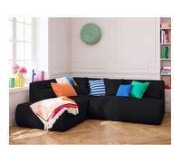 Onyx - canapé modulable d'angle gauche - 5 places - en tissu mailles 3D - Noir