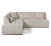 Canape droit LISA DESIGN 5 places en velours beige 198 x 220 x 75 cm Beige G