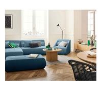 Onyx - canapé modulable d'angle gauche - 5 places - en velours côtelé - Bleu Bleu
