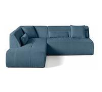 Onyx - canapé modulable d'angle gauche - 5 places - en velours côtelé - Bleu